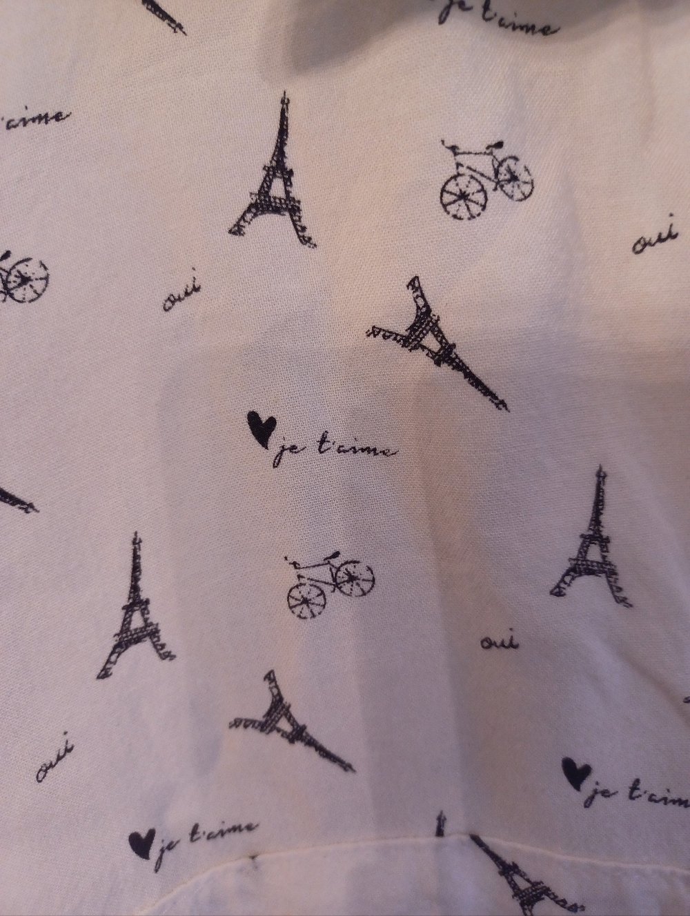 Just Living Women's Paris Eiffel Tower Print White Button-Down Blouse Medium - Picture 4 of 4